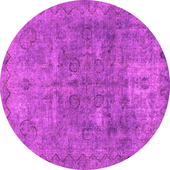Ahgly Company Indoor Round Abstract Pink Modern Area Rugs, 7' Round