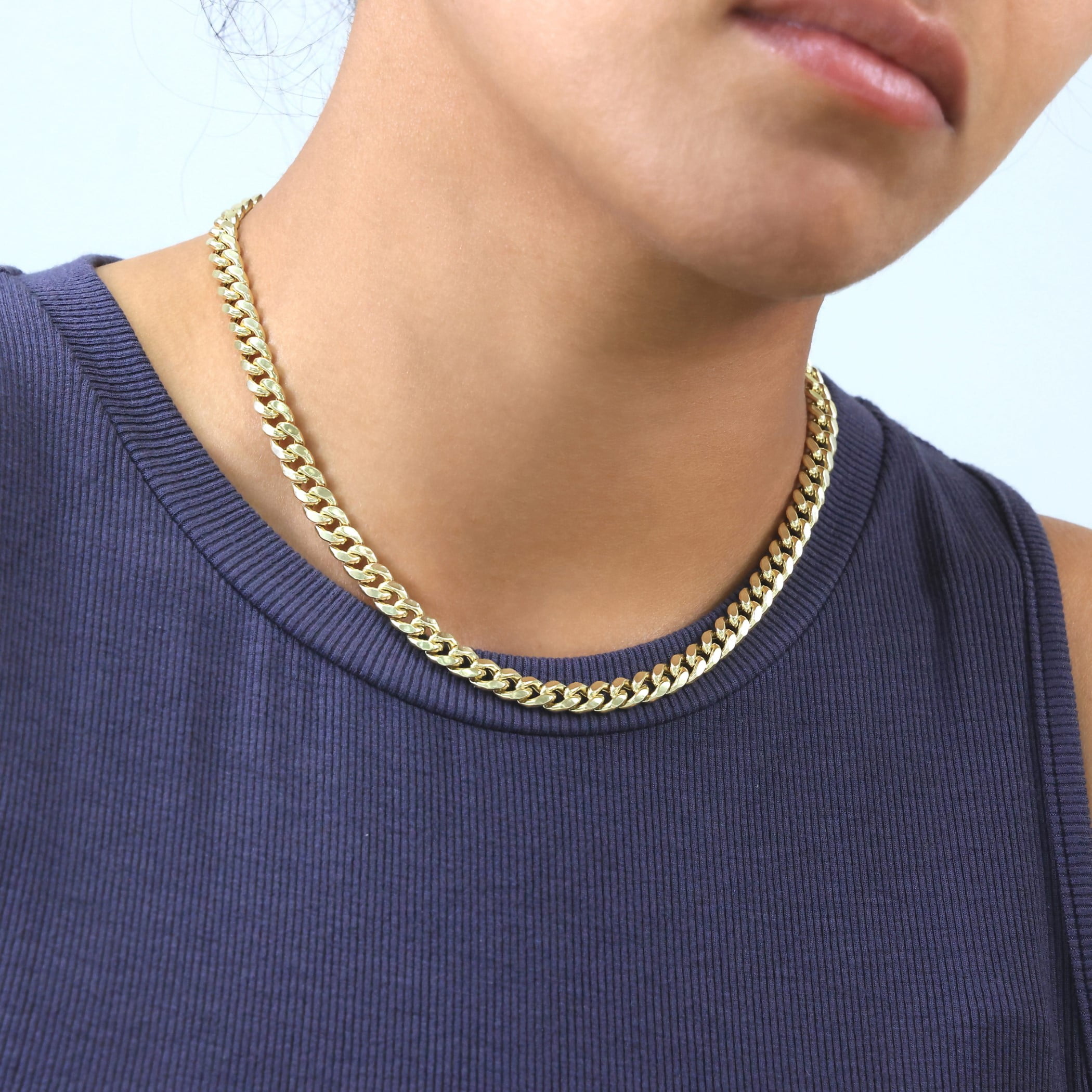 Nuragold 14K Real Yellow Gold Miami Cuban Link Chain Necklace 16"-30" (3mm-12.5mm) Italian Jewelry for Men & Women