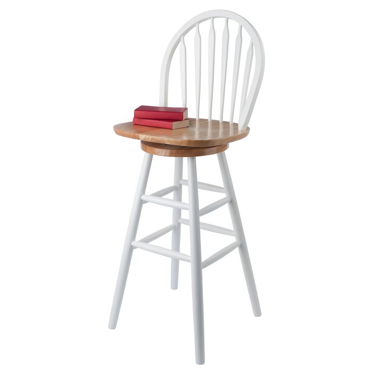 Winsome Wood Wagner 30 Arrow Back Windsor Swivel Bar Stool White and Natural