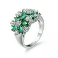 thumbnail image 3 of Blue Zircon Green Flower Band Women's White Gold Filled Wedding Ring Size 6-10, 3 of 5