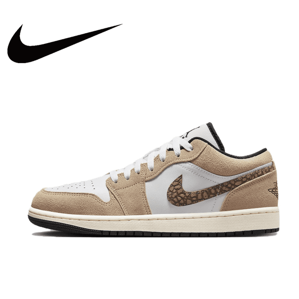 NIKE Air Jordan 1” Zapatillas de baloncesto retro de caña baja, antideslizantes, resistentes al desgaste, de cuero sintético, color gris humo claro, para hombre