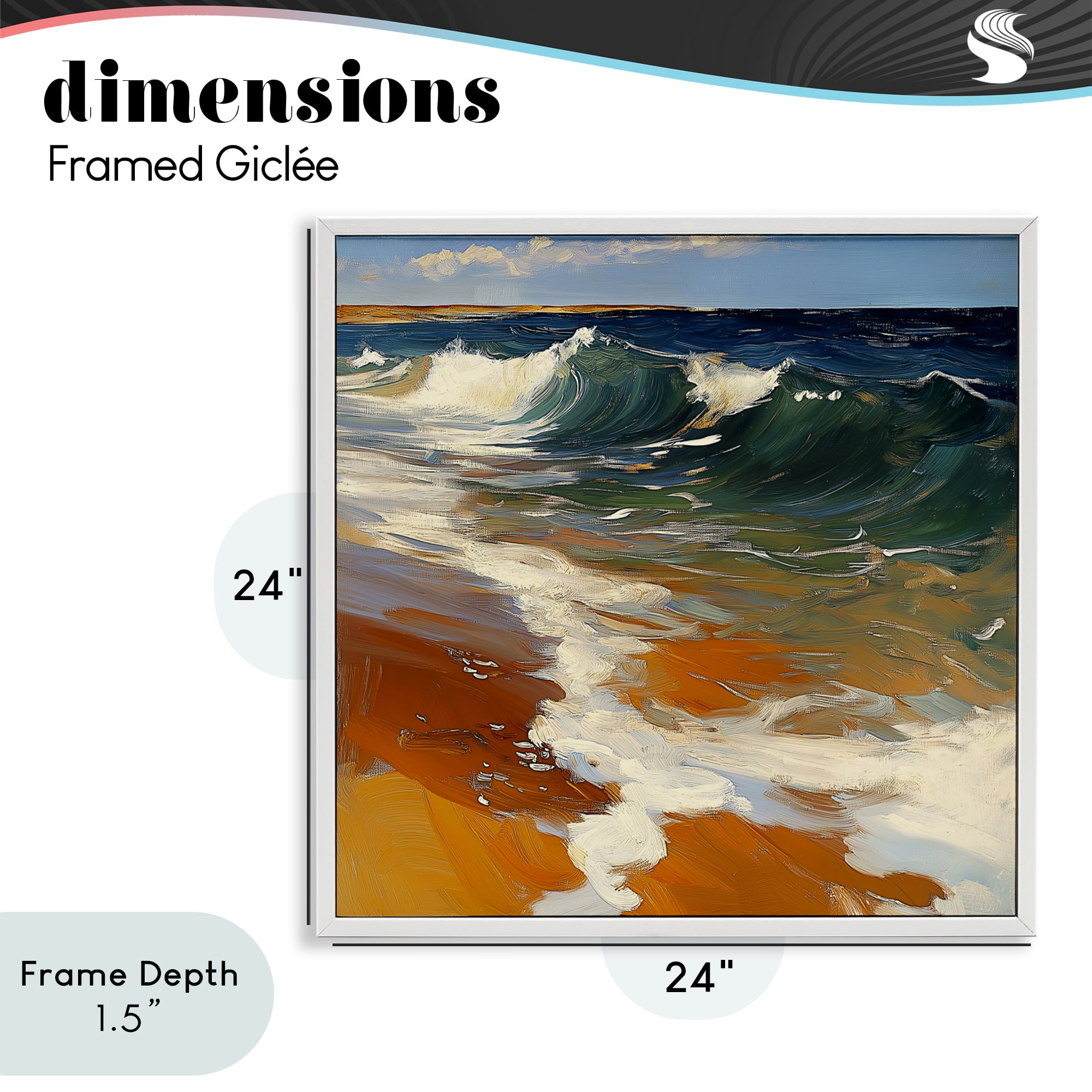 Stupell Industries Glassy Ocean Waves Break White Framed Giclee Art, design by Walker Noble