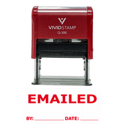 Precision and Convenience: Vivid Stamp Emailed By Date Self Inking Rubber Stamp (Red Ink) Large