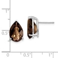 thumbnail image 2 of 14k White Gold Polished Post 12x8 Pear Smokey Quartz Earrings 14x8mm Wide Stud Earring for Women, 2 of 2