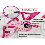 Micargi 16 inch Girl Kids Bike with Basket Girls with Training Wheels 4 5 6 7 Year Princess Toddler Barbie Pink