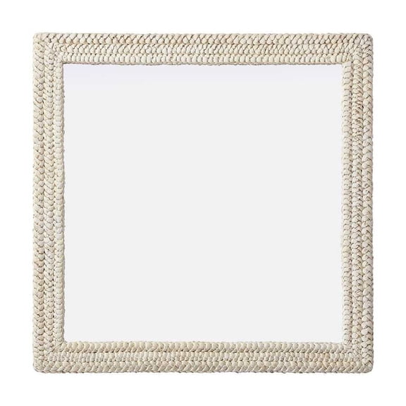 Elegant D?cor Rectangle Cornhusk Mirror 40x40 in Linen White