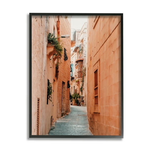 Stupell Urban Alley Path Photography Town & City Photography Black Framed Art Print Wall Art
