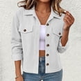 thumbnail image 2 of DeHolifer Women Cropped Shacket Jacket Lapel Winter Button Down Fall Winter Cardigan Corduroy Coat White M, 2 of 5