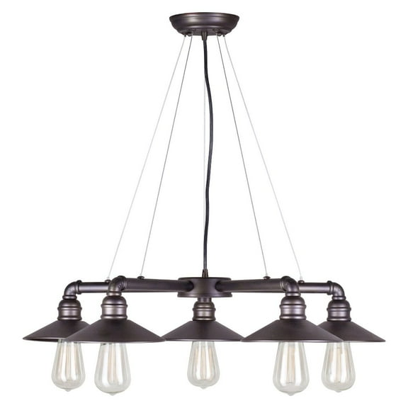 7059-05-32-Forte Lighting-Ori - 5 Light Chandelier-5.25 Inches Tall and 27 Inches Wide-Antique Bronze Finish