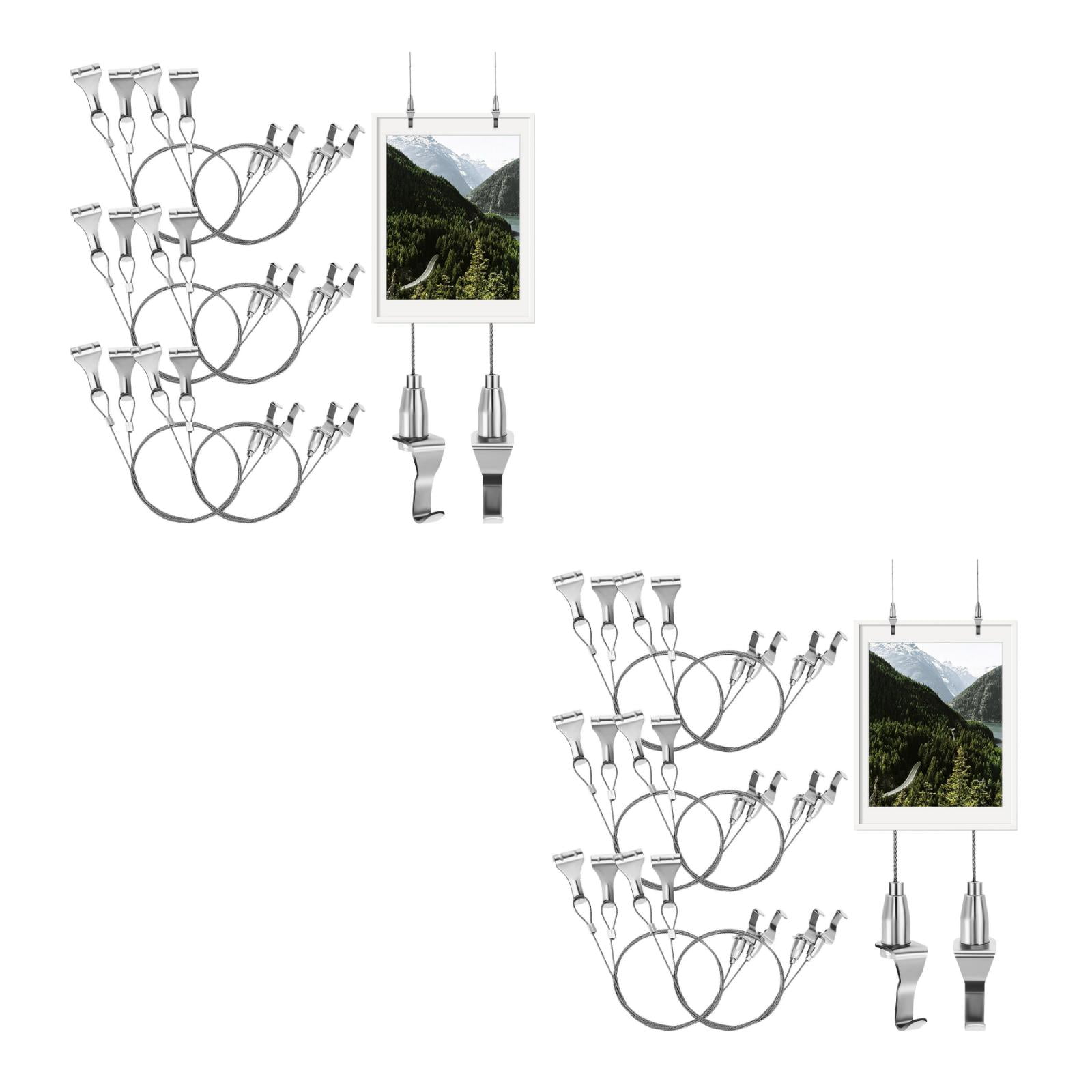 Hemoton 2pcs Picture Hanging Kit With Wire - 8-Piece Adjustable Picture Rail Hooks And Wires - Heavy Duty Hanging System For Gallery Exhibitions