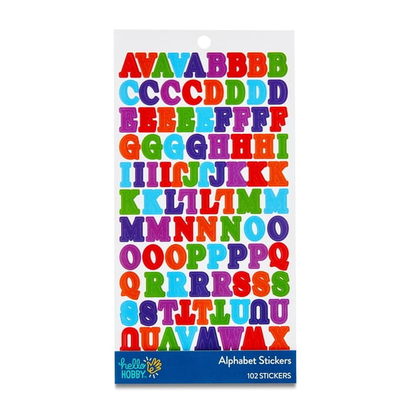 Hello Hobby Alphabet Stickers – Multicolor, 102 Count