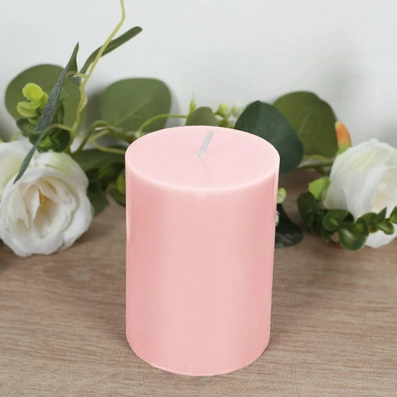 BalsaCircle 12 Blush 3x4 in Round Dripless Unscented Pillar Candles Wedding Reception Party Centerpieces Decorations Supplies