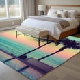thumbnail image 4 of Turquoise Pink Coastal Area Rugs 5'x7', Washable Small Throw Rugs for Laundry Room Playroom, Summer Tropical Beach Palm Tree Indoor Outdoor Rug Non-Slip Low Pile Carpet Runner Reversible Floor Mats, 4 of 8