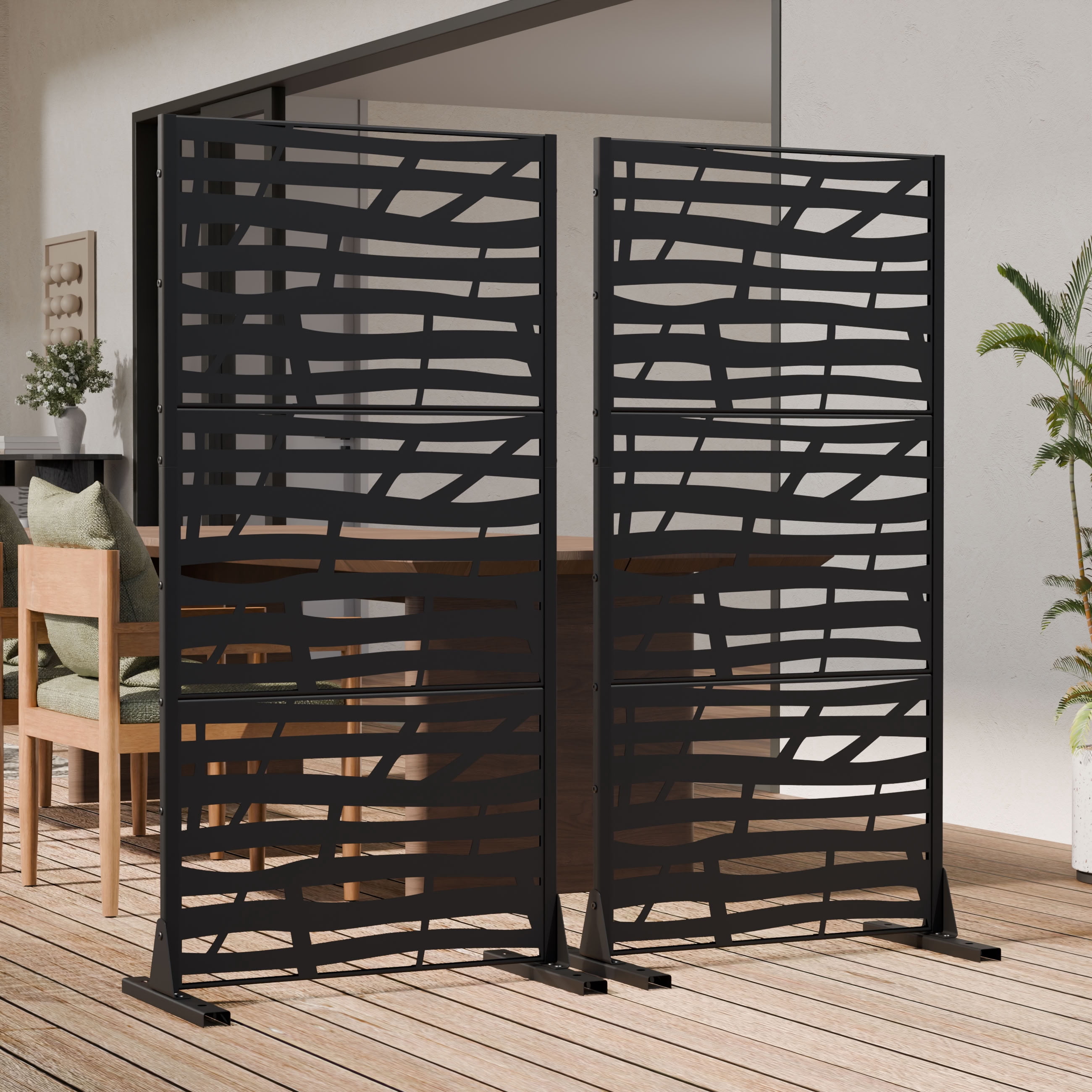 MAYEERTY 72*35in Outdoor Privacy Screen, Heavy Duty Metal Privacy Fence, Decorative Privacy Panel for Patio, Balcony, Backyard, Garden
