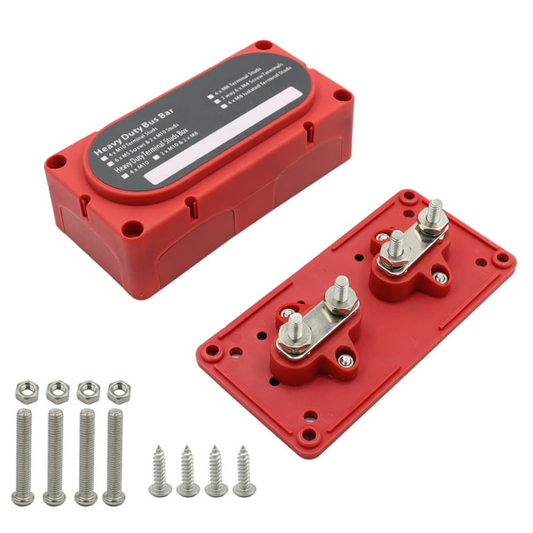 MoreChioce Ground Power Distribution Terminal Block Battery Bus Bar Busbar  for Automotive Auto Vehicle Marine Car Trailer RV Boat Red M8