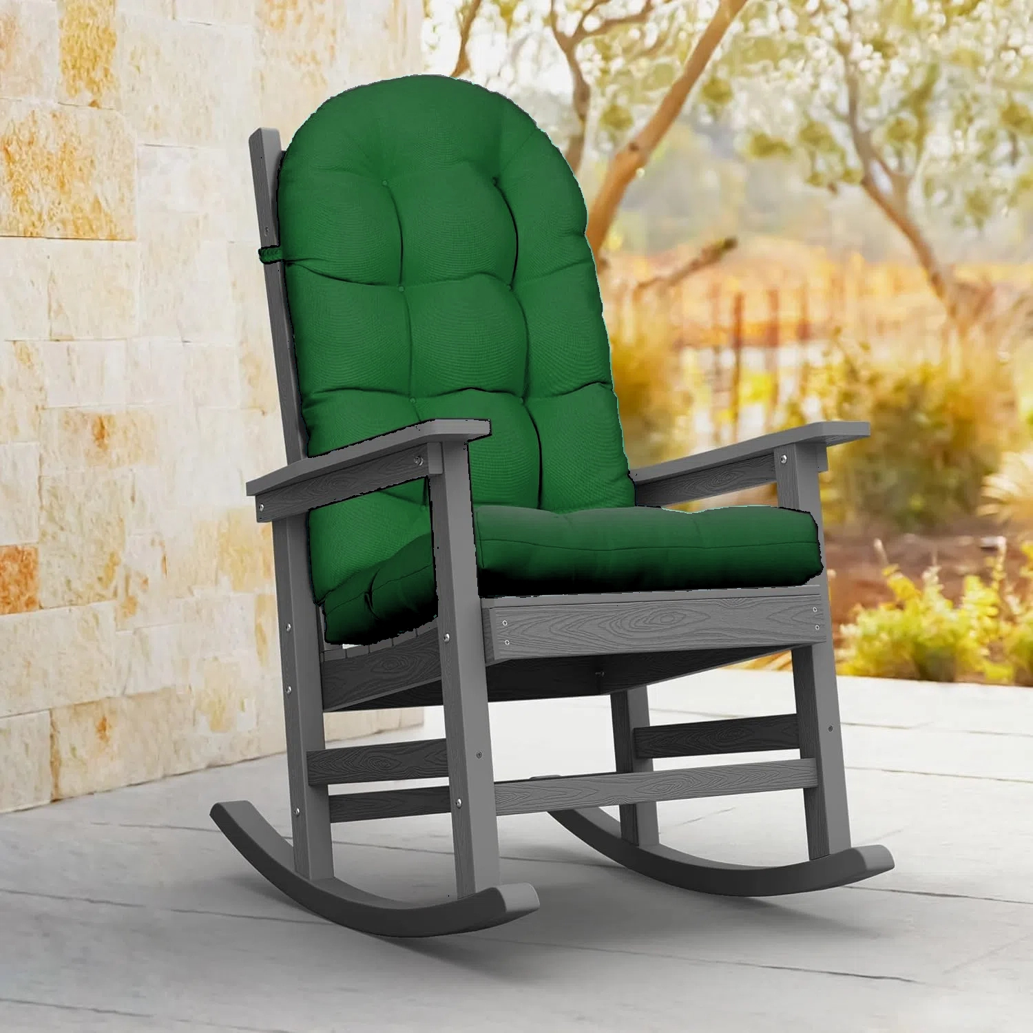 Outdoor Highback Seat Cushion 43.3"*19.7" Waterproof UV Resistant Inlife Rocking Chair Seat Pad for Dining Chairs, Office, Restaurant