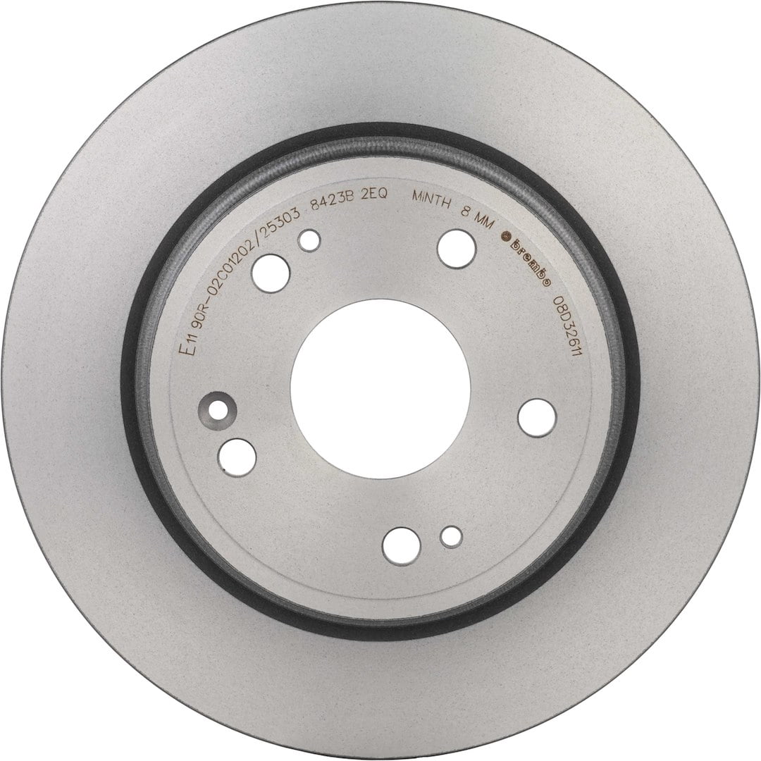 Brembo KT00A42; Brake Kit; Ceramic Brake Pads; 282 Millimeter UV Coated Solid Cast Iron One Piece Rotor; With Rotors/ Pads/ Shims/ Mounting Hardware