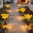 thumbnail image 4 of Solar-Powered Phalaenopsis orchid Lawn Lights - Outdoor Garden Decor with Multi-Color Led String Weatherproof Plastic & Stainless, Yellow, JKODE, 4 of 8