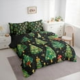 thumbnail image 4 of Feelyou Kids Christmas Bedding Comforter Set 7 Pieces, Cartoon Dots Xmas Tree Full Bedding Set, Gold Snowflake Print Reversible Fitted Sheet Flat Sheet, Super Cozy Room Decor, 4 of 8
