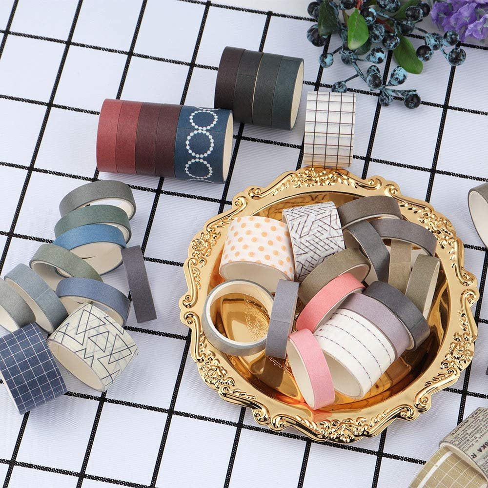 100 Rolls  Washi Tape Set, Basic Collection 10mm/25mm Wide Solid Color Masking Tapes, Writable Decoration Tape for Arts, DIY Crafts,  Journals, Planners, Scrapbooking, Wrapping