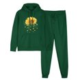thumbnail image 2 of ibuvkizy Hoodie Sweatsuits Women 2 Piece Outfit!Outfits Men's and Women's Sports Tracksuits Long Sleeve Pullover Hoodies Sweatshirt Loose Coat and Sweatpants Fall Winter Suit Green,S, 2 of 7