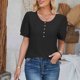 thumbnail image 4 of Fiudx Ofertas Del Día Camiseta Holgada Informal con Cuello Redondo y Manga de Retazos de Color Sólido para Mujer, 4 of 6