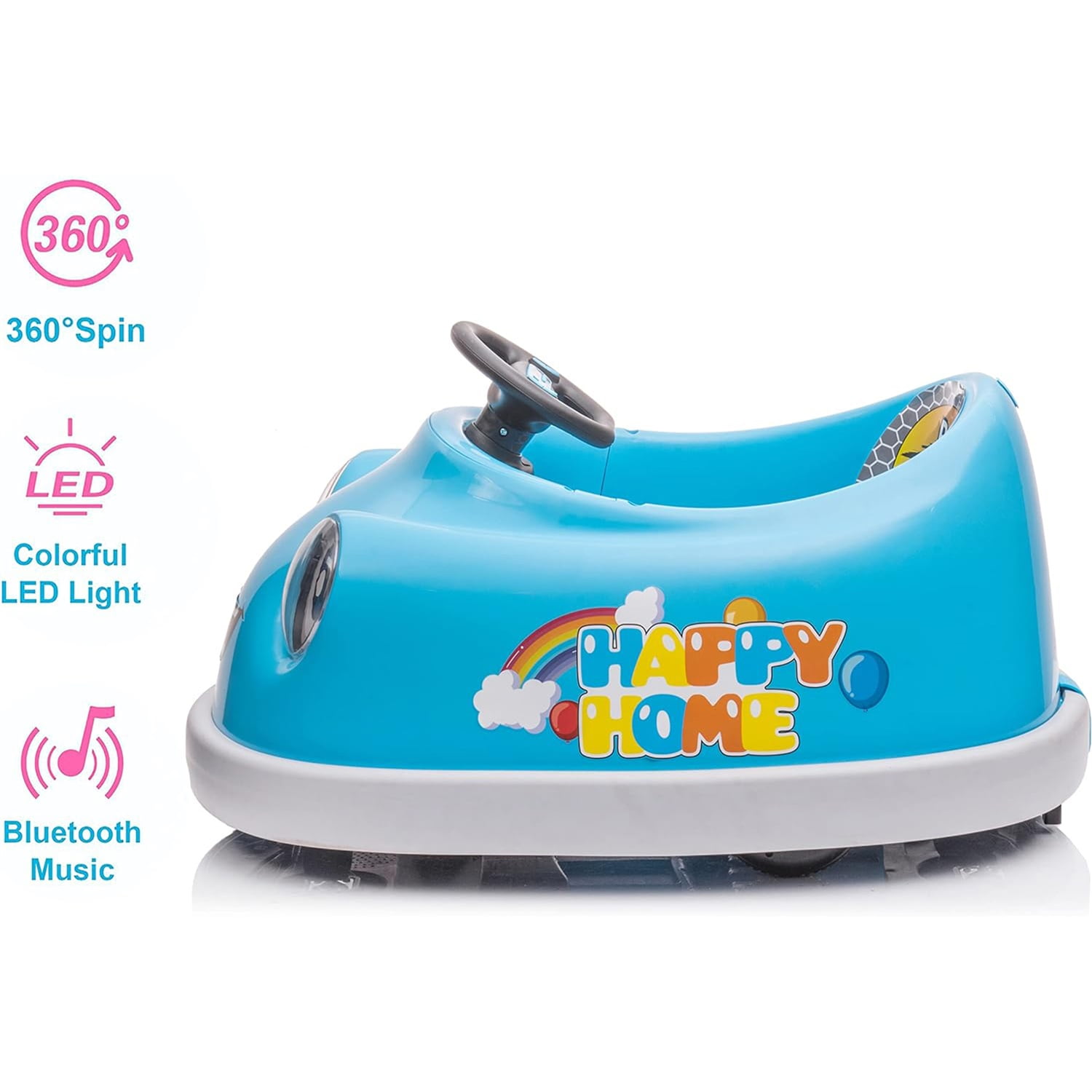 CIPACHO Ride On Bumper Car for Kids, 12V Electric Vehicle Ride on Toys with Remote Control, Colorful Flashing Lights, Battery Powered, with Pushrod Dinner Plate USB, Blue