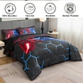 thumbnail image 3 of RYNGHIPY 6Pcs Bed in a Bag Game Console Comforter Set Queen Size for Boys Kids Teens Gradient Red Blue Geometric Video Game Bedding Comforter (Red-Blue, Queen), 3 of 8