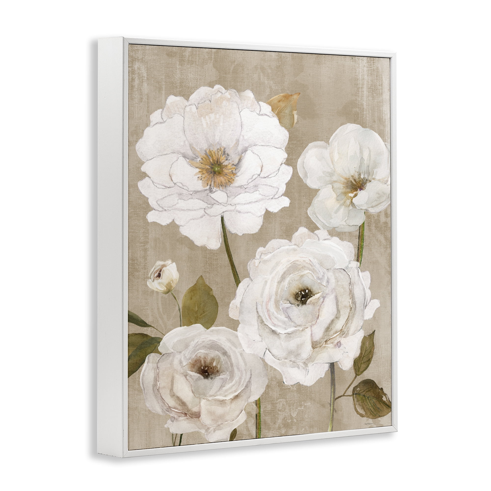 Stupell Industries Rustic Blooms in White White Framed Giclee Art, design by Carol Robinson