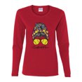 thumbnail image 3 of Messy Bun Softball Mom Life Game Day Vibes Sports Lover | Mother's Day Sports Womens Long Sleeve T-Shirt, Red, M, 3 of 5