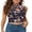 04-Navy Blue Dahlia, variant on Lace Top with Long Sleeves Stand Collar Embroidered Floral Design Ideal for Parties and Clubs Black Pentas M