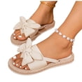 thumbnail image 4 of Caywon Women Bow Sandals, Knotted Flat Espadrille Slide, Open Toe Slip On Summer, Comfortable Ladies Beach Shoes Sandalias Mujer, 4 of 7