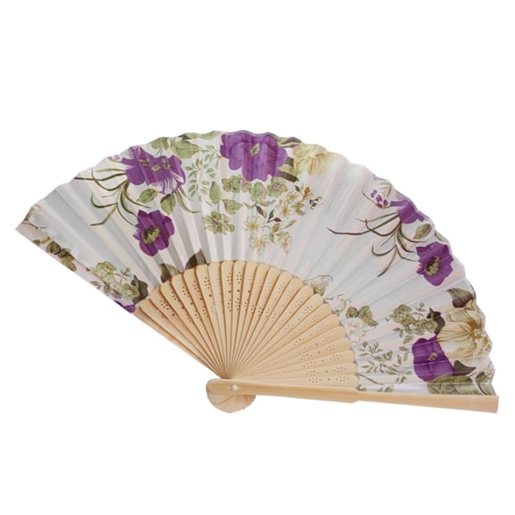 Ladies Satin Folding Fan - Elegant Handheld Cooling Accessory Clearance - Harlik