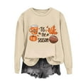 thumbnail image 2 of Byworldtasic Womens Oversized TopsWomen Tis The Season Pumpkin Football Long Sleeve Tops Thanksgiving Halloween Pullover Sweatshirt, 2 of 4
