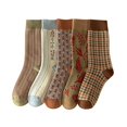 thumbnail image 1 of Calcetines apilados de tubo medio engrosados para mujeres engrosadas y cálidas calcetines de algodón retro para mujeres (5 pares), 1 of 5