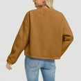 thumbnail image 4 of OGLCCG Womens Sherpa Fleece Jackets Cropped Button Down Crew Neck Fall Winter Coats Loose Fit Casual Trendy Short Outerwear,S,Brown, 4 of 7