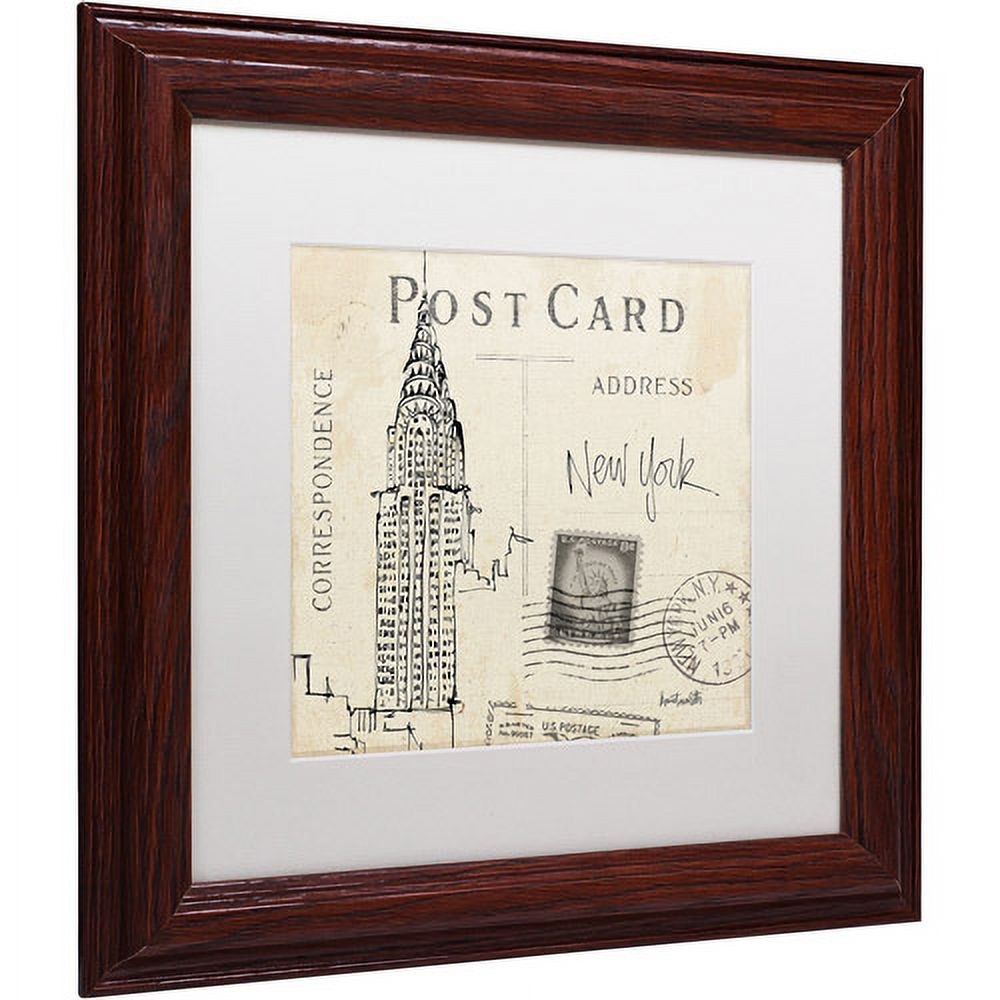Trademark Fine Art "Postcard Sketches I" Canvas Art by Anne Tavoletti, White Matte, Wood Frame