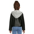 thumbnail image 3 of Wonder Nation Girls Faux Leather Moto Jacket with Knit Hood, Sizes 4-18 & Plus, 3 of 5