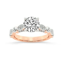 IGI Certified 1 Carat Round Shape Lab Grown Diamond Engagement Ring | 14K Rose Gold |Larisa Side Stone Diamond Ring | FG-VS1-VS2 Quality Friendly Diamonds
