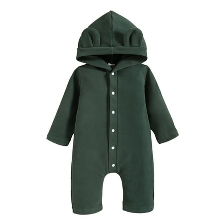 

Romper For Girls Solid Color Long Sleeve Infant Hooded Versatile Fashion Bodysuits Clothes Homewear Soft Fittness Loose Jumpsuits
