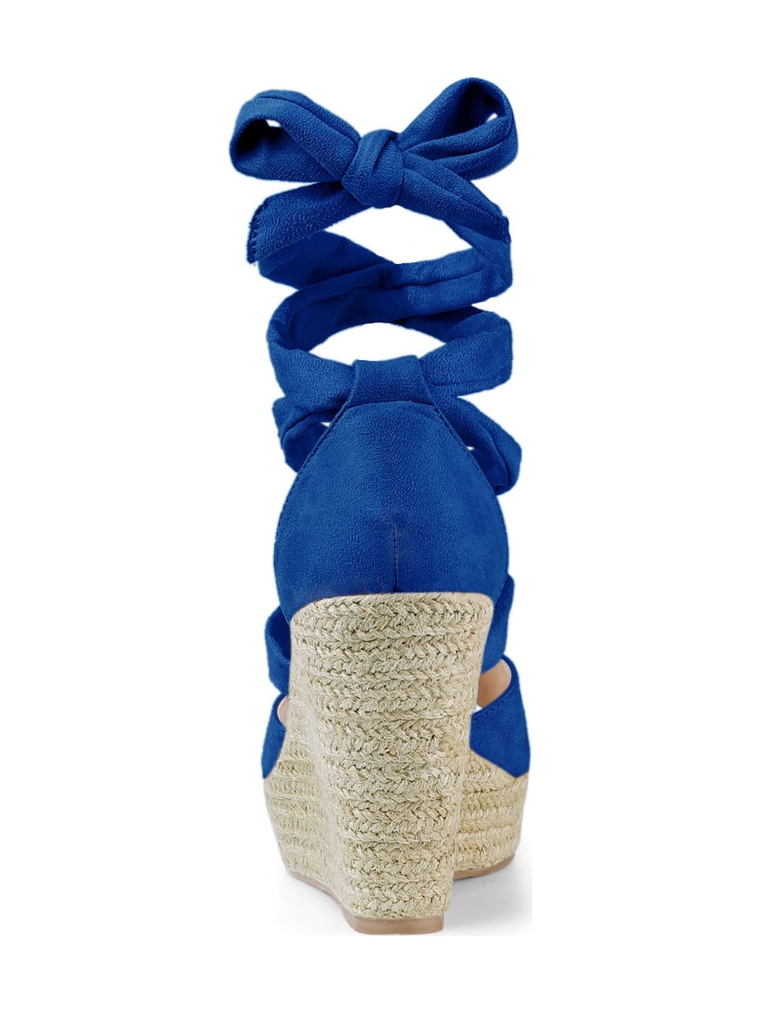 DARING DIVA Women's Lace Up Espadrilles Platform Wedges Sandals Deep Blue 6