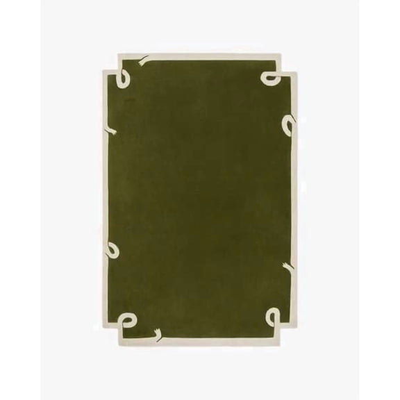 ELYSSIA DECOR HOME Area Rug, Hand-Tufted 100% New Zealand Wool, 4 ft x 6 ft, Modern Solid Style, Green, Soft & Durable Indoor Rug