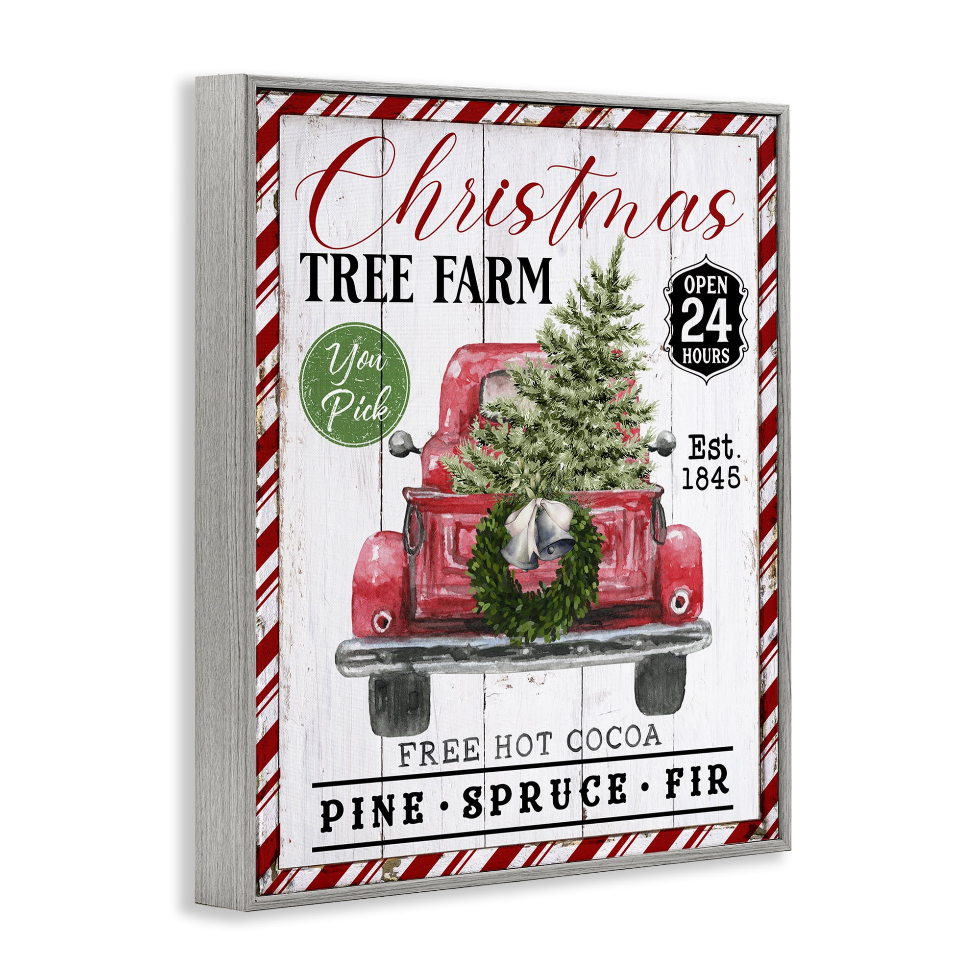 Stupell Industries Holiday Tree Farm Sign Holiday Painting Gray Framed Art Prints Wall Art, 11 x 14