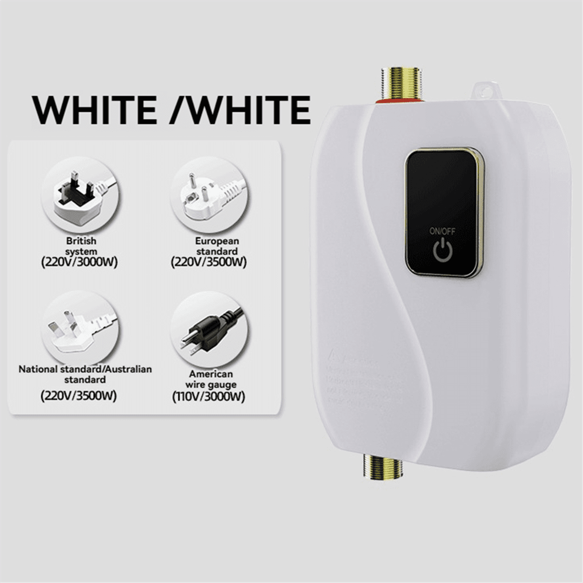Instant Water Heater Mini Kitchen Quick Heating Household Small Water Heater is Suitable for RV Kitchen Bathroom US Plug,1 x water heater,White