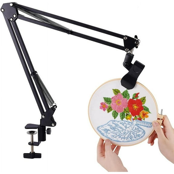 Embroidery Table Stand Kit 8~12mm Hole Hand Embroidery Stand Lap Folding Stitch Stands Clamp Hand Embroidery Hoop Holder 360 Rotated Stands