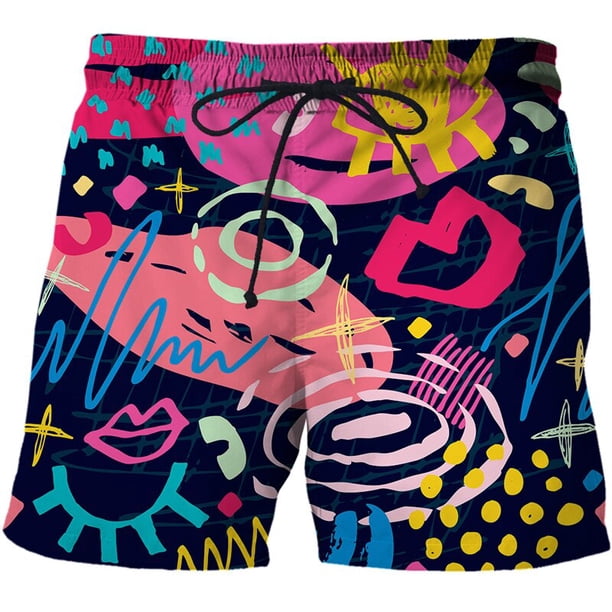 Flamingo Graffiti Painting Shorts Pants Men Summer Beach Shorts 3d Printed y2k Swim Trunks Quick Dry Swimsuit Cool Ice Shorts Fivean unisex