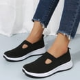 thumbnail image 3 of Rokment Women's Comfortable Memory Foam Orthopedic Wedge Walking Shoes Spring Fall Casual Knitted Platform Low Heel Slip-On Nursing Tennis Driving Sneakers with Arch Support Black Size 6, 3 of 8
