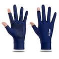 thumbnail image 2 of Summer UV Protection Gloves, Two-Fingerless Non-Slip Gloves for Men Women Breathable Gloves for Driving Cycling Riding Climbing Golfing Workout (Blue, M), 2 of 7