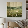 thumbnail image 2 of Designart "Meadow Minimalist Pastoral painting" Floral Print on Natural Pine Wood, 2 of 5