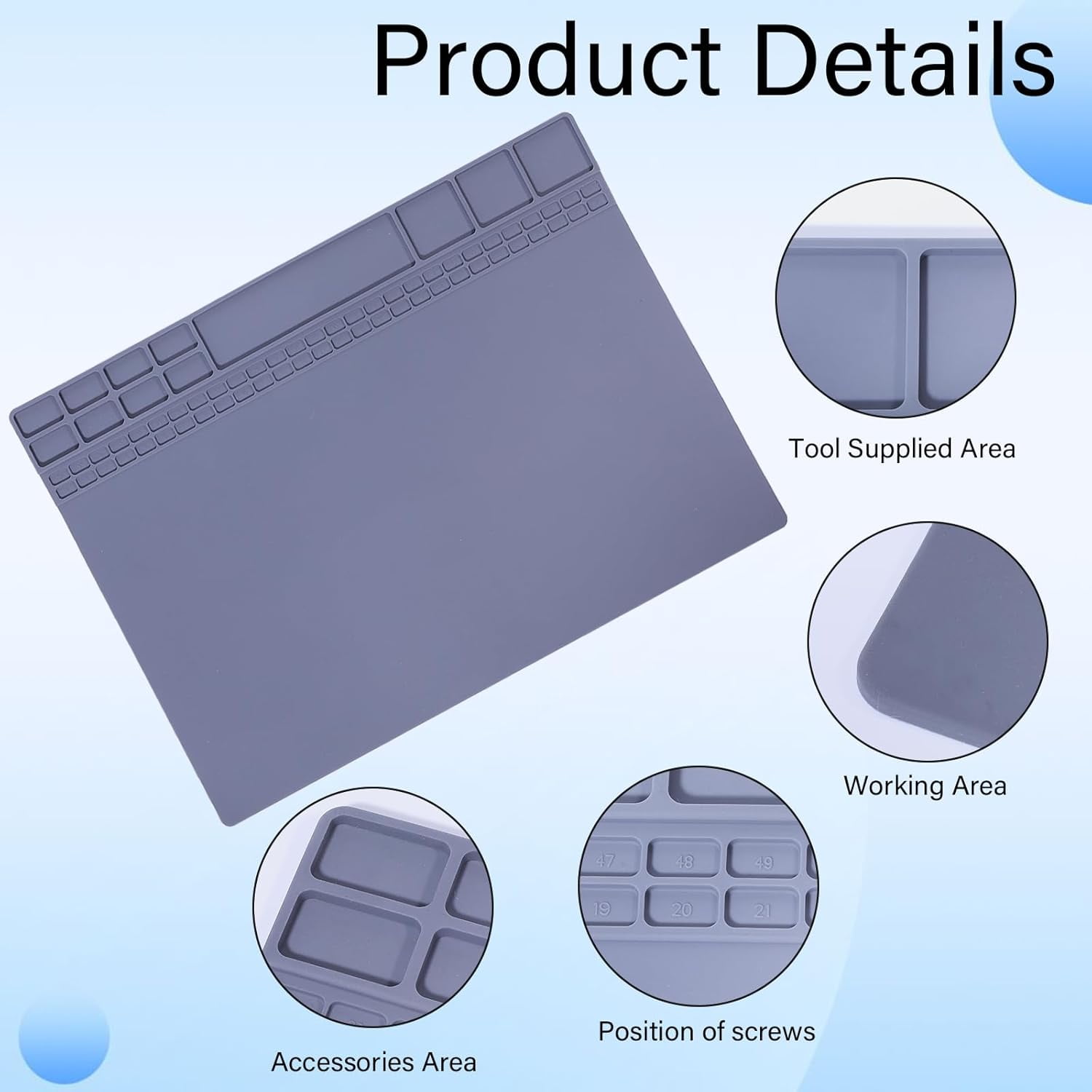 Silicone Mats Heat Resistant Mat Rectangle Gray 400x301x5mm